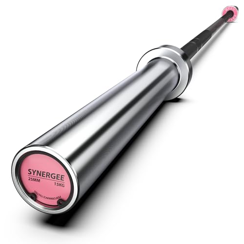 Synergee Open 15kg and 20kg Black Phosphate and Chrome Olympic Barbell. Rated 1000lbs for Weightlifting and Powerlifting.