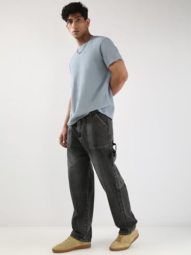 Image of Urbano Fashion Men's Loose Baggy Fit Cargo Carpenter Jeans with 6 Pockets Non-Stretchable