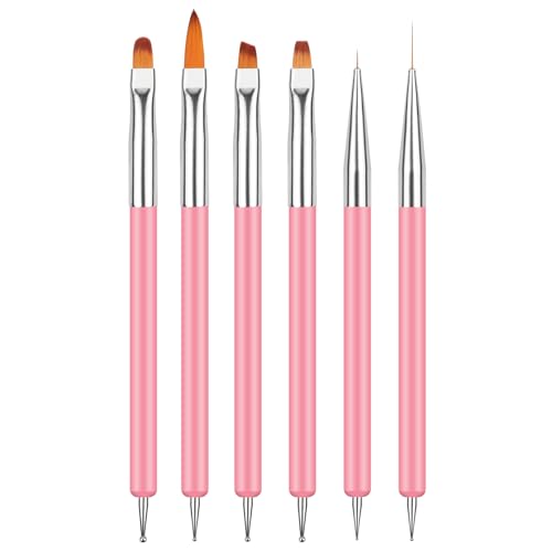 BUTBU 6 Pezzi Pennelli Unghie Gel, Pennelli Nail Art Set