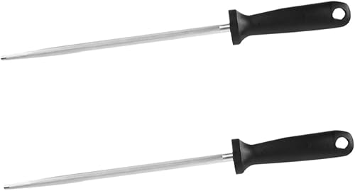 2 Pcs Stainless Steel Sharpening Rod for Home Kitchen Manual Cutter Sharpener with Sharpening Performance and Easy Storage