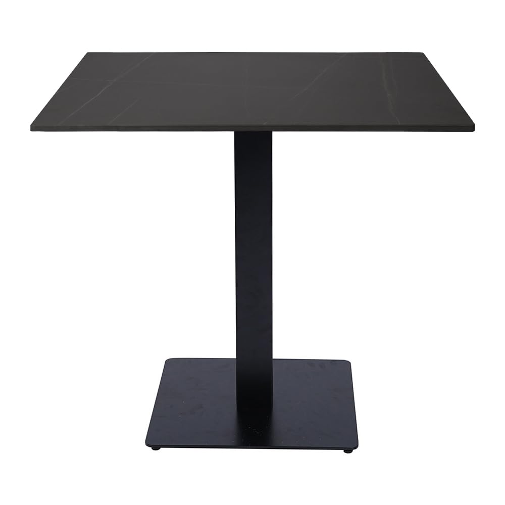 Liberoshopping Tavolo da bar, pub ristoranti con base nera H75 e piano per esterno quadrato 80x80 cm in pietra sintetizzata (Marmo Nero)