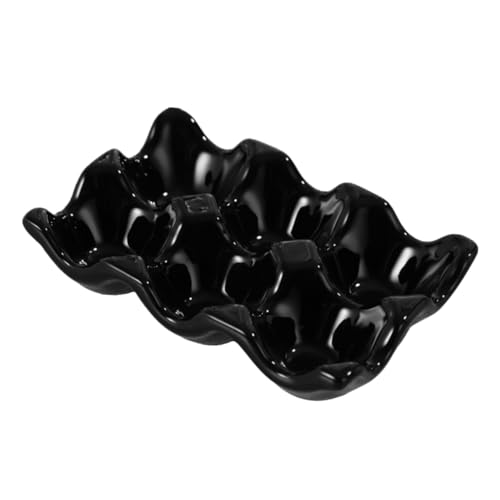 BEBEMOKO 1pc Egg Tray Egg Serving Dish Deviled Egg Serving Plate Countertop Egg Display Tray Egg Holder Organizer Easter Egg Holder Eggs Refrigerator Decorative Egg Dispenser Ceramics Black