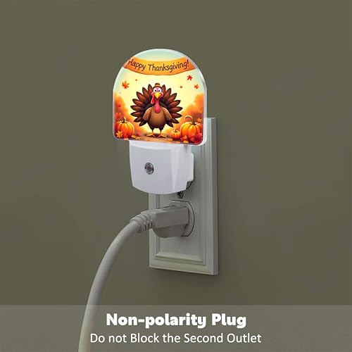 Image of Thanksgiving Turkey Night Light Plug into Wall, Fall Autumn Pumpkins Harvest Dusk to Dawn Night Light,0.5w Energy Saving Sleep Friendly Nightlights for Kids Boys Girls Home Decor