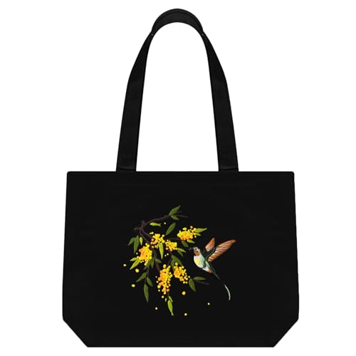 ERKOON Canvas Tote Bag Embroidery Kit with Pattern for Beginners DIY Cloth Tote with Hoops Material Package & Guide Canvas Shoulder Bags For Shopping Grocery Work Book Gift (Hummingbirds)