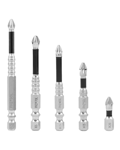 JIPUKE 5Pcs High Magnetic Screwdriver Drill Bit, Anti-Slip Impact Bits, Precision & Durable Screwdriver Bits, Compatible with Electric Drill and Driver Tools