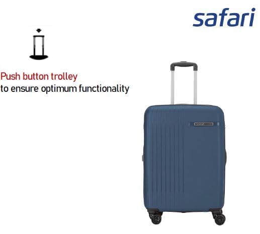 Image of Safari 55 cm Polypropylene Hard-Sided Cabin Luggage | Dual Wheels | Fixed Combination Lock | 5 Years Warranty | 360 Mobility | Lightweight Carry-On (Lancer 55CM Blue)