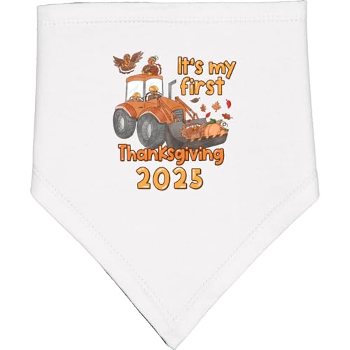 inktastic It's My First Thanksgiving 2025 Baby Bandana Bib