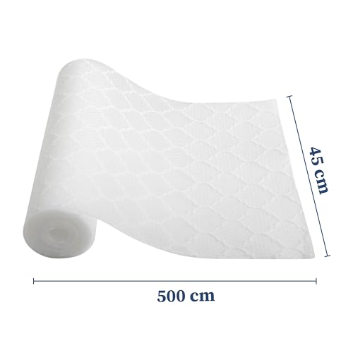 Image of Homestrap Multipurpose Dotted Anti-Slip Shelf Liner (45cm X 5m)|Washable Kitchen Drawer Mat for Fridge, Table, Cupboards, and Shelves | Durable and Waterproof in White (Transparent)
