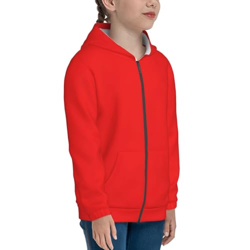 Red Kid Hoodies Boys Zip Up Sweatshirts Girls Pullover with Pocket4