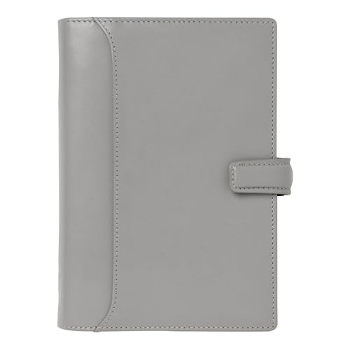 Filofax Lockwood Organizer, Personal Size, Concrete - Full-Grain Buffalo Leather, Six Rings, Week-to-View Insert, Multilingual (C022663)