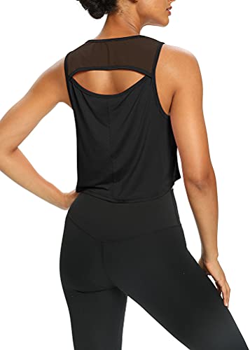 Image of Mippo Open Back Workout Tops for Women Sexy High Neck Tank Tops Gym Athletic Shirts