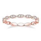TIGRADE Eternity Ring Oval Milgrain Cubic Zirconia Anniversary Stacking Ring CZ Wedding Band for Women Size 3-13, Rose Gold, Size 10
