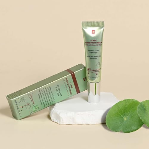 CC Cream Red Correct, CC Creme gegen Rötungen mit Centella Asiatica, Korean Make Up Fondation mit SPF 25, Full Cover Concealer mit Beruhigender Wirkung für einen Natürlich Gleichmäßigen Alle Hauttypen