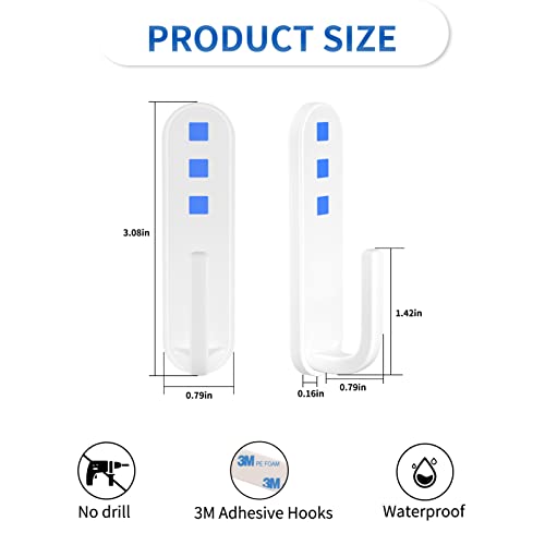 Wall Hooks 6 Pack, Plastic Self Adhesive Hooks For Hanging, 3M Wall Hanger Sticky Hooks, Shower Towel Hook For Bathroom Kitchen Door Home #TOP2