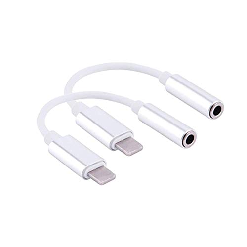 Adaptador de auriculares para iPhone convertidor accesorio cable a conector jack de 3,5 mm auriculares audio Aux compatible con iPhone 11/12 Pro soporte todos los sistemas iOS blanco (2 paquetes)