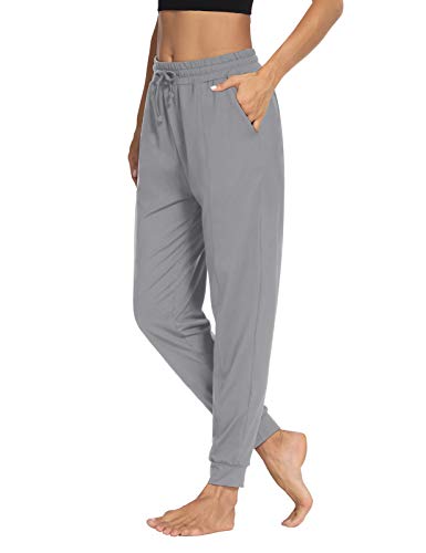 DIBAOLONG Womens Yoga Sweatpants Drawstring Workout Joggers Pants Lounge Pants with Pockets Light Gray
