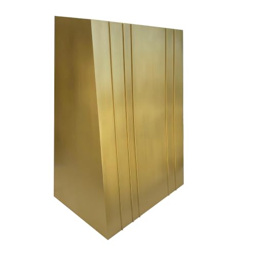 Image of SINDA Brass Range Hood with Internal Motor, Lighting and Baffle Filter, 36 inchW x 48 inchH, Wall Mount, Brushed Brass Color, In Stock