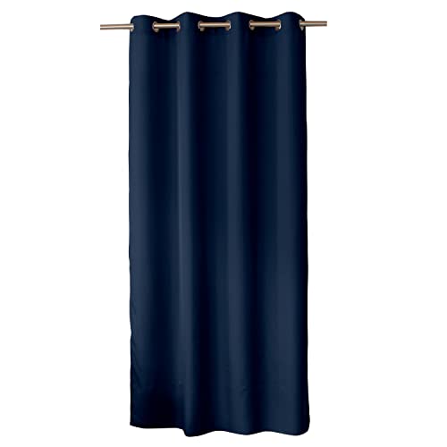 ED ENJOY HOME Rideau Décoratif à Œillets argentés, 140x240 cm, Bleu Marine, 100% Polyester,...
