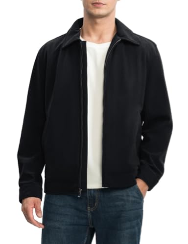 Rdruko Men's Corduroy Jacket Windbreaker Lightweight Casual Stylish Full Zip Bomber Jacket with Zipper Pockets Black M