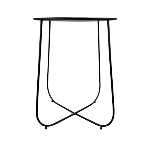 Image of Metal Side Table for Living Room | End Table, Coffee Table, Bedside Table, Plant Stand for Indoor Outdoor |Round Metal Table, Sofa Side Table (Anti -Rust) | No Assembly Required | Black