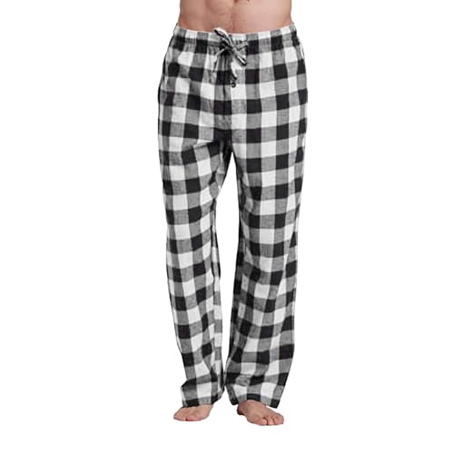 Pajama Pants Mens Plaid Pjs Bottoms Sleepwear Halloween Pj Pants Soft Cozy With Pockets Elastic Waistband Drawstring Black Large - image 2
