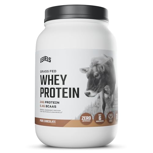 Levels Grass Fed Whey Protein Powder, No Artificials, 24G of Protein, Pure Chocolate, 2LB