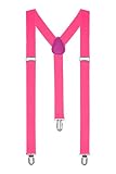 Autiga® Hosenträger Herren Damen Hosen Träger Y Form Style Clips Schmal Neon Bunt Farbig rosa