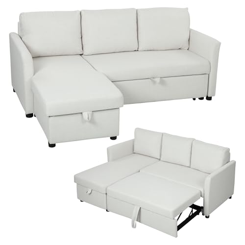 HOMCOM Divano Letto 3 Posti con Chaise Longue Convertibile, Divano