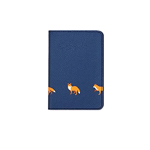 Passport Holder Cover, Leather Passport Holder Travel Wallet for Women Girl Men Kids, Cute Passport Case Travel Document Organizer for Passport, Boarding Passes, Credit Cards (Navy Blue-Foxes) Passport Holder Cover, Leather Passport Holder Travel Wallet for Women Girl Men Kids, Cute Passport Case Travel Document Organizer for Passport, Boarding Passes, Credit Cards (Navy Blue-Foxes)