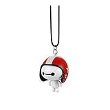 Material: ABS FKJSP Auto-Anhänger Helm Roboter hängende Verzierungen Automobile Rückspiegel Suspension Dekoration Zubehör Geschenke Halskette (Color Name : Red White)