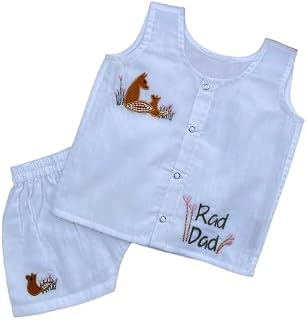 BHAAKUR Cotton Jhabla Set for Infants and Toddlers | Snap Buttons Jabla |Soft Mulmul |Breathable and Comfortable | Top wit... Price In India