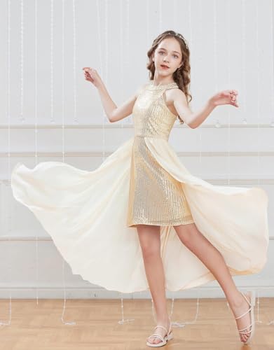 GRACE KARIN Girls Halter Neck Sequin Dress 6-14Y Kids Fancy Formal Party Christmas Sparkly Pageant Birthday Dresses3