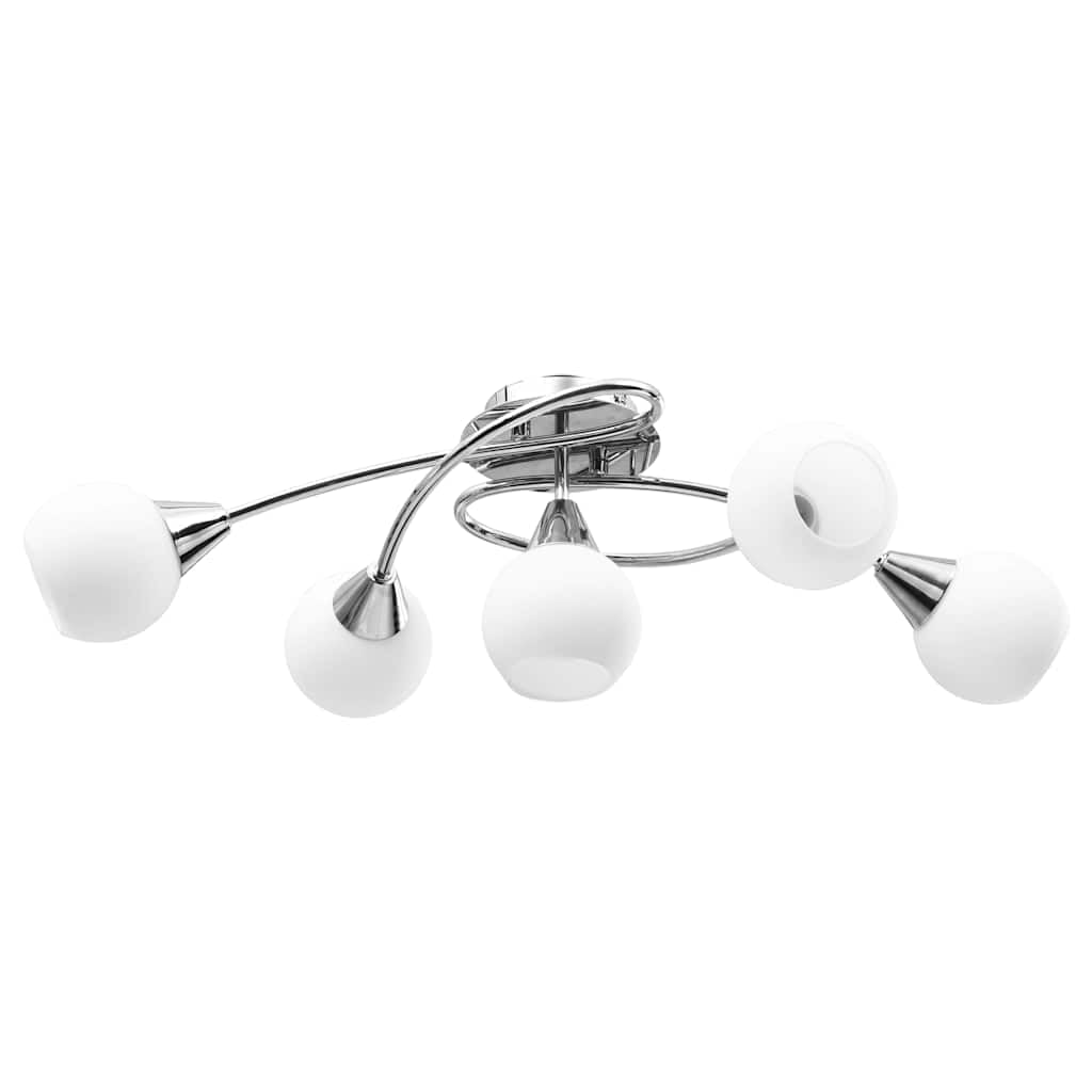 Lampa sufitowa 5-żarówkowa z abażurami ceramicznymi biała