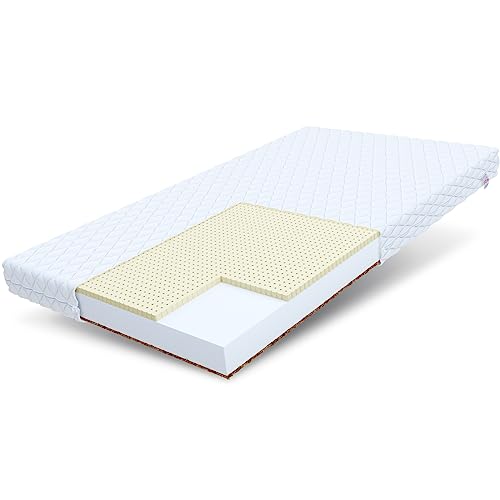 FDM MERKURY Matratze 90x160 cm Taschenfederkern Höhe 11 cm Härtegrad H2 H4 7-Liegezonen Öko-Tex Allergikergeeignet Bezug Waschbar Latex Kokosfaser-Einlage