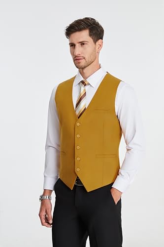 Image of Enlision Men's Suit Vest Business Formal Dress Waistcoat Solid Color Vest for Suit or Tuxedo