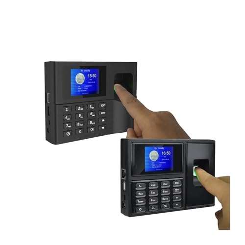 Reloj de control horario, de gestión tiempo y asistencia empleados con huella dactilar biométrica TCP/IP A4, reloj fichar, máquina registro para pequeñas empresas(A12 ID,English)