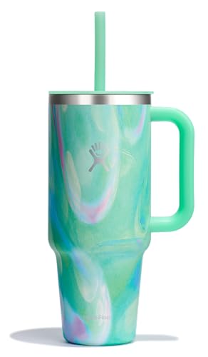 Image of Hydro Flask 40 Oz Travel Tumbler with Handle, Lid and Straw - Insulated Stainless Steel in 40 Oz Jelly Green