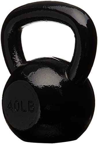 Image of amazon basics Enamel Cast Iron Kettlebell - 18 kg, Black