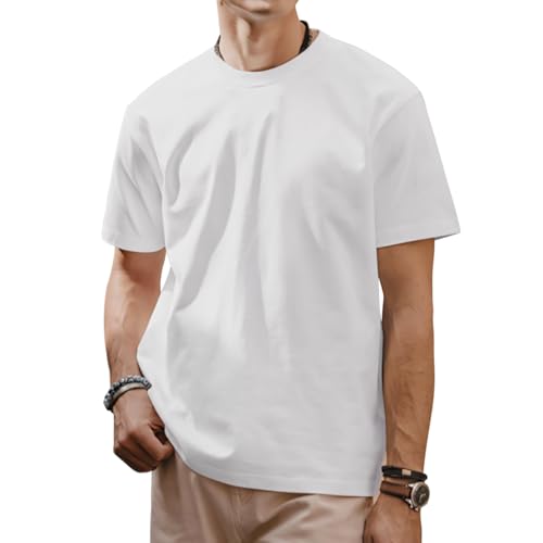 [Ｋａｙｉｙａｓｕ] Tシャツ メンズ 半袖 肉厚生地 おおきいサイズ クルーネック 100綿 透けない(ホワイト 2XL)