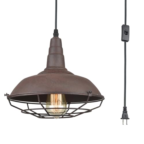 Image of DAYCENT Industrial Plug-in Pendant Light Fixtures Copper Finish