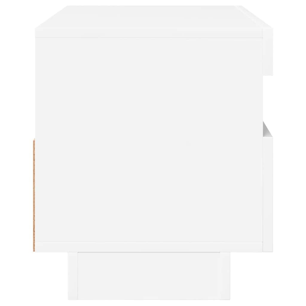 vidaXL Mueble para TV con Luces LED Soporte Mobiliario Aparador Estante Salón Sala de Estar Dormitorio Decoración Blanco Brillante 80x35x40 cm