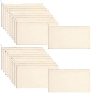 Yoiimiya 40 Pcs Canvas Pencil Zipper Bags Craft DIY Bags Multipurpose Toiletry Stationary Bags(Beige)