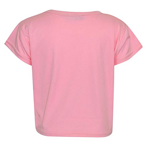 Image of Loxdonz Girls Basic Dance Crop Top Kids Plain Short Sleeve Crop T-Shirt Tees Top
