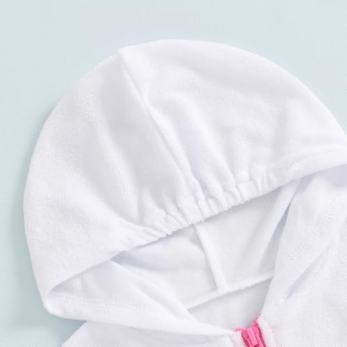 Toddler Girl Swim Cover Up Short Sleeve Terry Swimsuit Beach Dress Zip-Up Hoodie Bathing Suit Cover Ups Kid Swimwear4