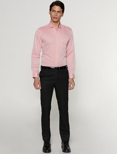 Image of Peter England Men's Classic Textured Slim Fit Full Sleeve Shirt | Wonder Fabric | Cotton Rich | Premium Dobby