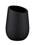 En clásico color negro WENKO Vaso de dientes Badi negro cerámica - Soporte para cepillos de dientes, para cepillos y pasta de dientes, Cerámica, 8 x 11 x 8 cm, Negro