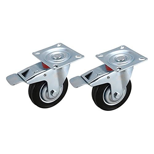 Roulettes de meubles silencieuses en caoutchouc noir pivotantes pour plateforme 2pcs