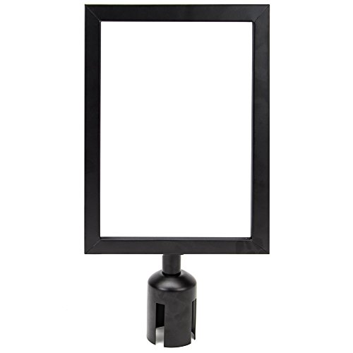 Pudgy Pedro's Party Supplies 8.5" x 11" Stanchion Sign Holder - Double-Sided Black Metal Portrait Frame for 2" Diameter Retractable Belt Stanchions