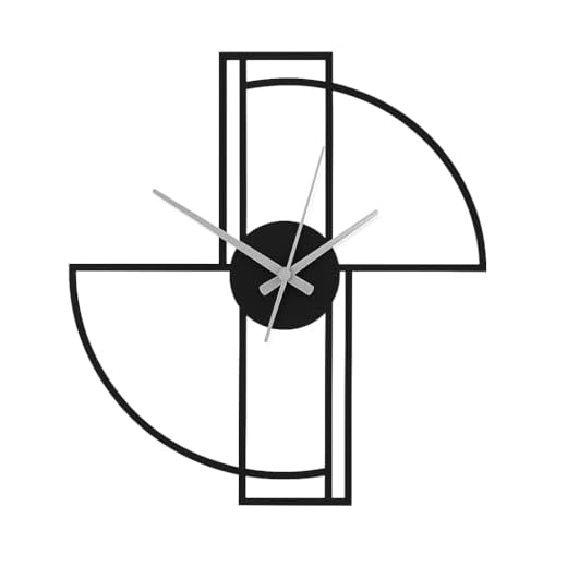 Modern Geometric Metal Wall Clock – Handmade 2 mm Steel Textured Black Powder-Coated, Silent High-Torque Movement, Custom Hand Colors & Multiple Sizes (70x62cm → 28x25 inch)