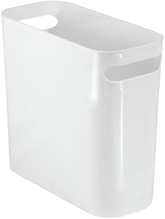 InterDesign Una Rectangular Trash Can with Handles, Waste Basket Garbage Can for Bathroom